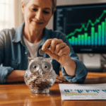 An older adult smiling, actively contributing money to a retirement fund, symbolizing increased savings and financial security through catch-up contributions.