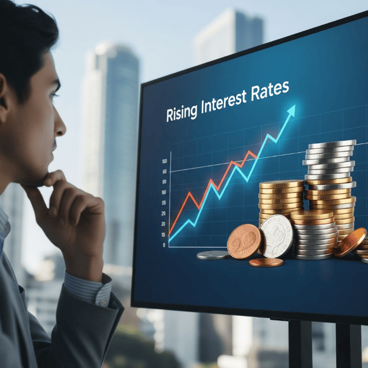 A person assessing the value of high-yield savings accounts in 2025, with financial data and money.