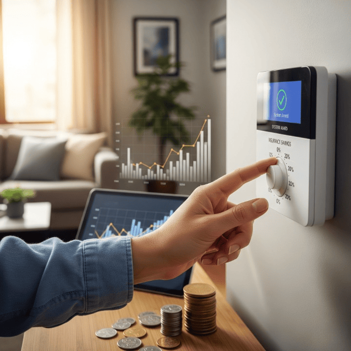 A secure home with modern safety features, representing savings on homeowners insurance premiums through smart adjustments and risk reduction.