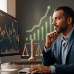 An investor thoughtfully assessing a financial chart, representing the process of understanding personal risk tolerance and making informed investment decisions.