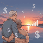 A serene image of retirees planning their financial future with Social Security benefits.