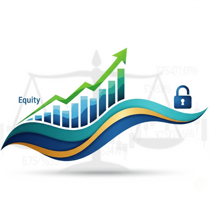 Abstract illustration representing the balance between stocks (growth symbol) and bonds (stability symbol) in a financial portfolio.