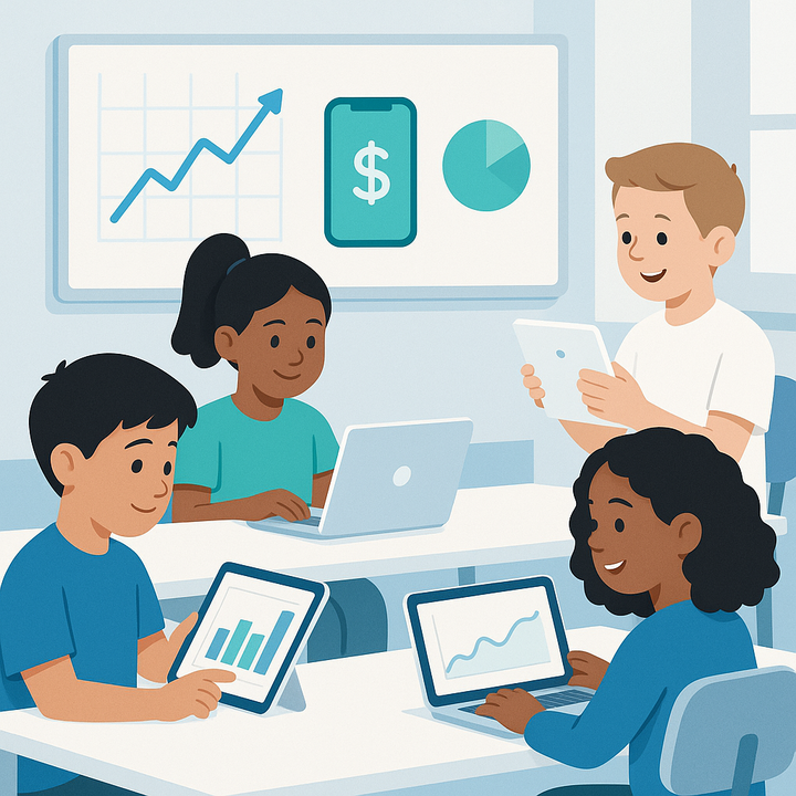 teach children modern personal finance principles and technology integration for financial literacy and investment readiness