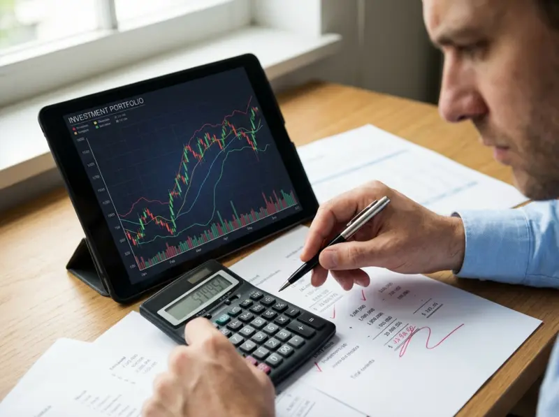 Financial dashboard displaying AI-driven investment analysis with risk indicators and warning metrics, representing the capabilities and boundaries of machine learning in portfolio management